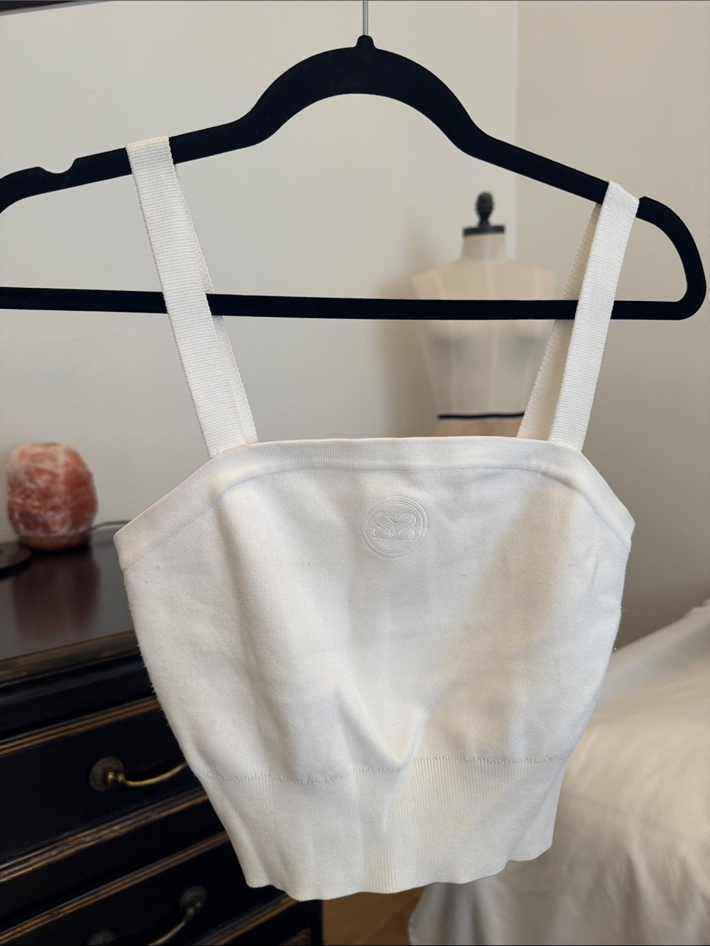Women's Cream Ribbed Tank Top - Sleeveless Knit Crop